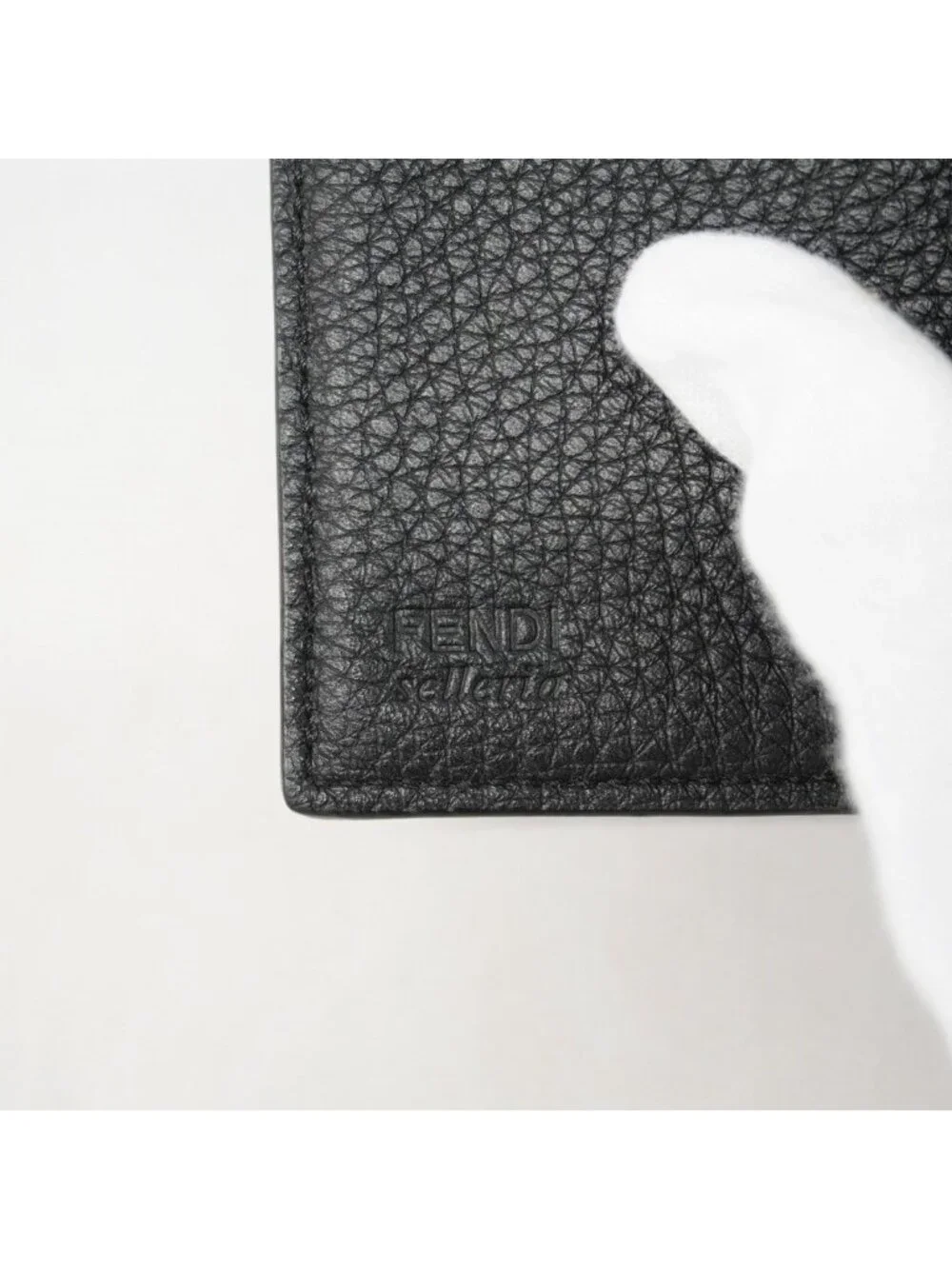 Fendi Trifold Walleteria Sell Leather Black Silver Wallet
